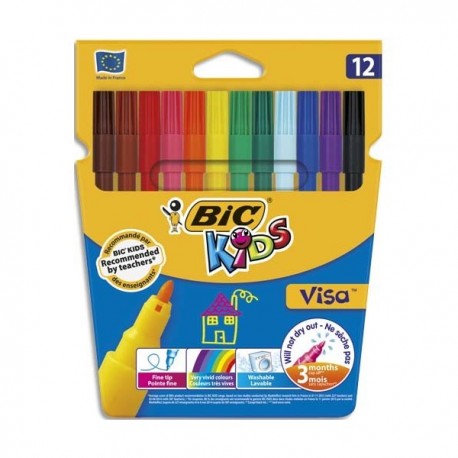 POCHETTE DE 12 FEUTRES KIDS VISA BIC
