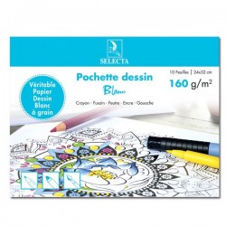 POCHETTE DESSIN CONSON JA 24*32 BLANC 10F 160G