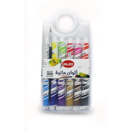 GOUACHE DE 12 OUALI REF 315 BOITE PLASTIQUE+PINCEAU